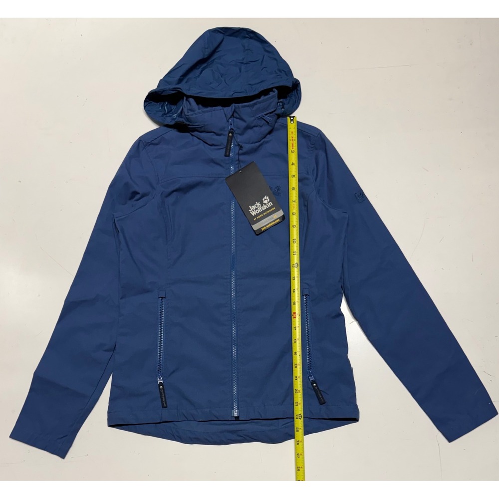 Jack Wolfskin Amber Road Jacket Women Small Blue Hooded Full Zip 1303542-1588002